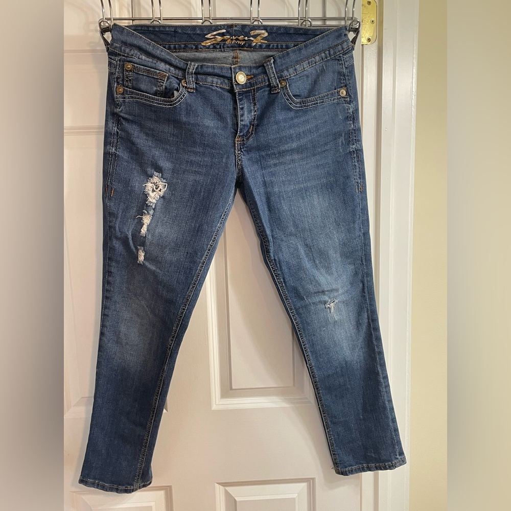 Seven7 Distressed Mid-Rise Jeans – Size 12